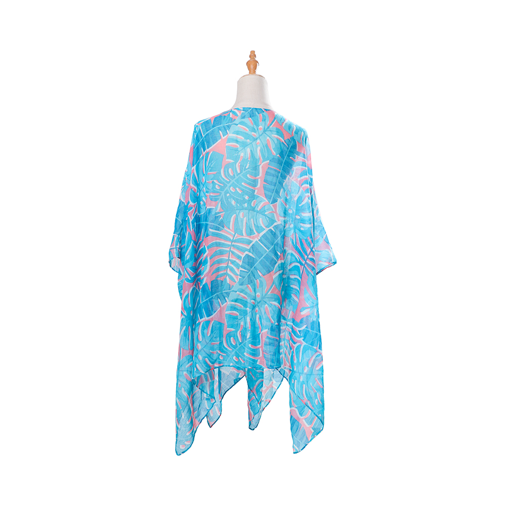 Kimono de maillot de bain en Voile pour femmes, couverture de plage, avec imprimé floral bohème, vêtements de villégiature amples et décontractés, 100%