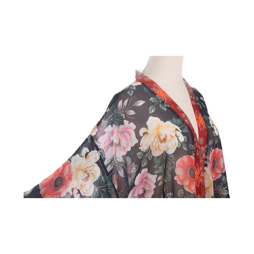 Kimonos pour femmes, couverture de plage d'été, cardigan transparent en mousseline de soie, motif floral, ample, haut décontracté, chemisier